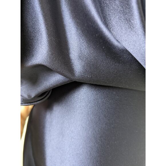 Malandrino 100% Silk Drape Goddess Navy Blue Dress Women 38 Designer Luxury - Picture 12 of 15